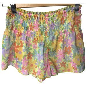 Lovers + Friends Flutter Shorts Women's XS Floral Colorful Sheer Elastic NWT